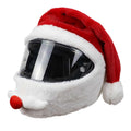 Decor Santa Claus hat motorcycle helmet cover with festive red and white design, fits standard helmets for holiday-themed motorcycle decor.