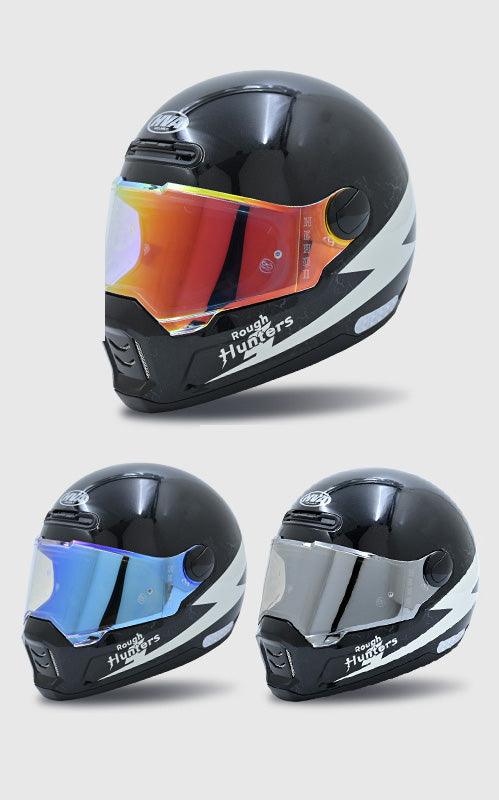 Decorative HVA™ Retro Full-Face Motorcycle Helmet by Bean's Moto Booth, featuring vintage design and detailed artwork.