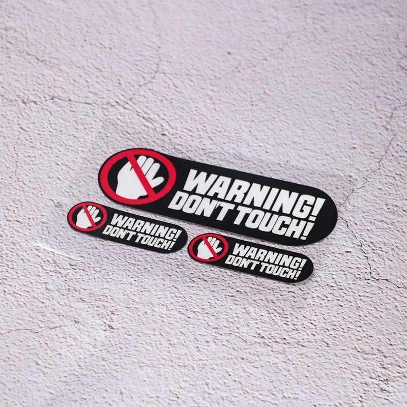 "Decorative 3-in-1 'WARNING DON’T TOUCH' sticker by Bean's Moto Booth, featuring bold black and yellow warning design."