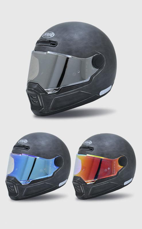 Decorative HVA™ Retro Full-Face Motorcycle Helmet from Bean's Moto Booth, featuring vintage design and bold graphics.