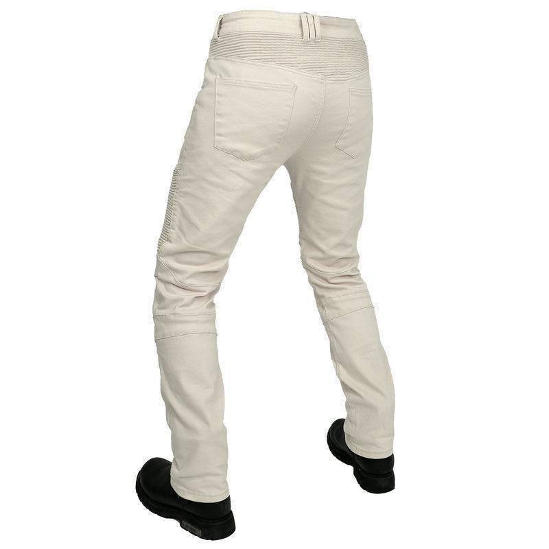Volero™ CreamGuard men's motorcycle jeans from Bean's Moto Booth, showing durable denim with reinforced stitching and protective features.