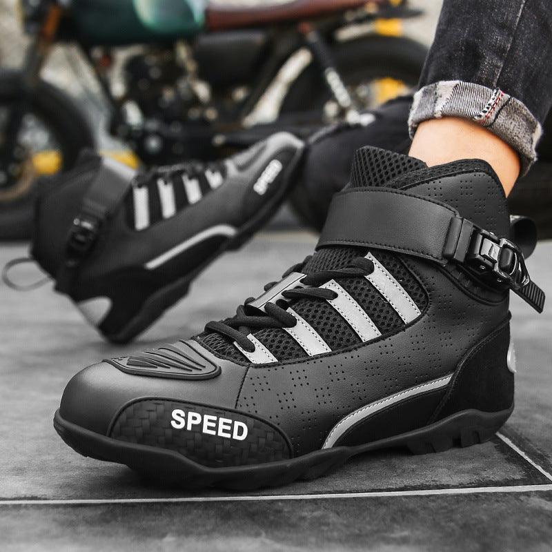 Bean's Moto Booth 4 Seasons™ PowerStride motorcycle riding shoes with durable leather and protective features for safe riding.
