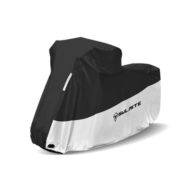 Bean's Moto Booth SULAITE Oxford Fabric waterproof motorcycle cover with reflective strips for outdoor protection.