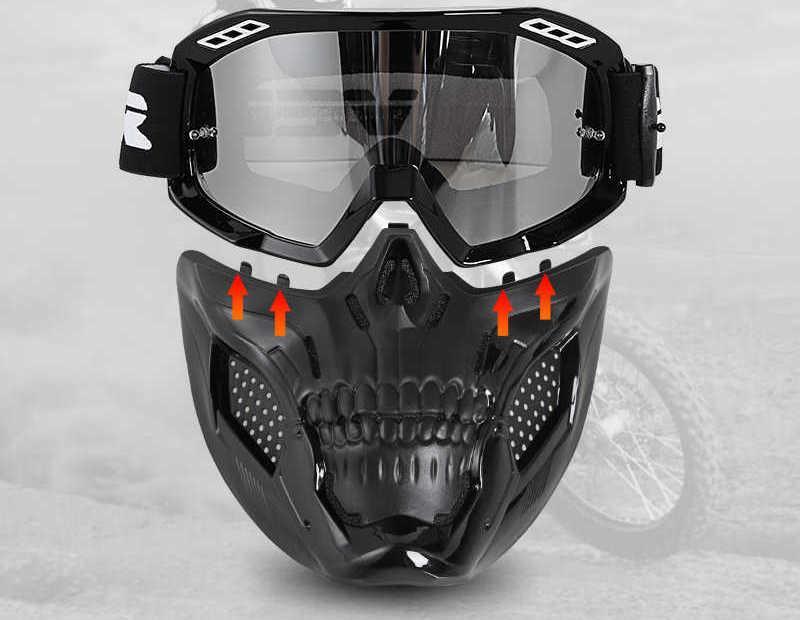 VEMAR™ off-road motorcycle goggles with windproof skull mask, featuring clear lenses and adjustable strap for outdoor riding.