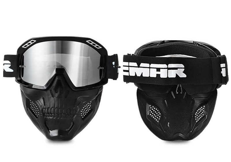 VEMAR™ off-road motorcycle goggles with windproof skull mask, clear lens and adjustable strap for off-road riding protection.