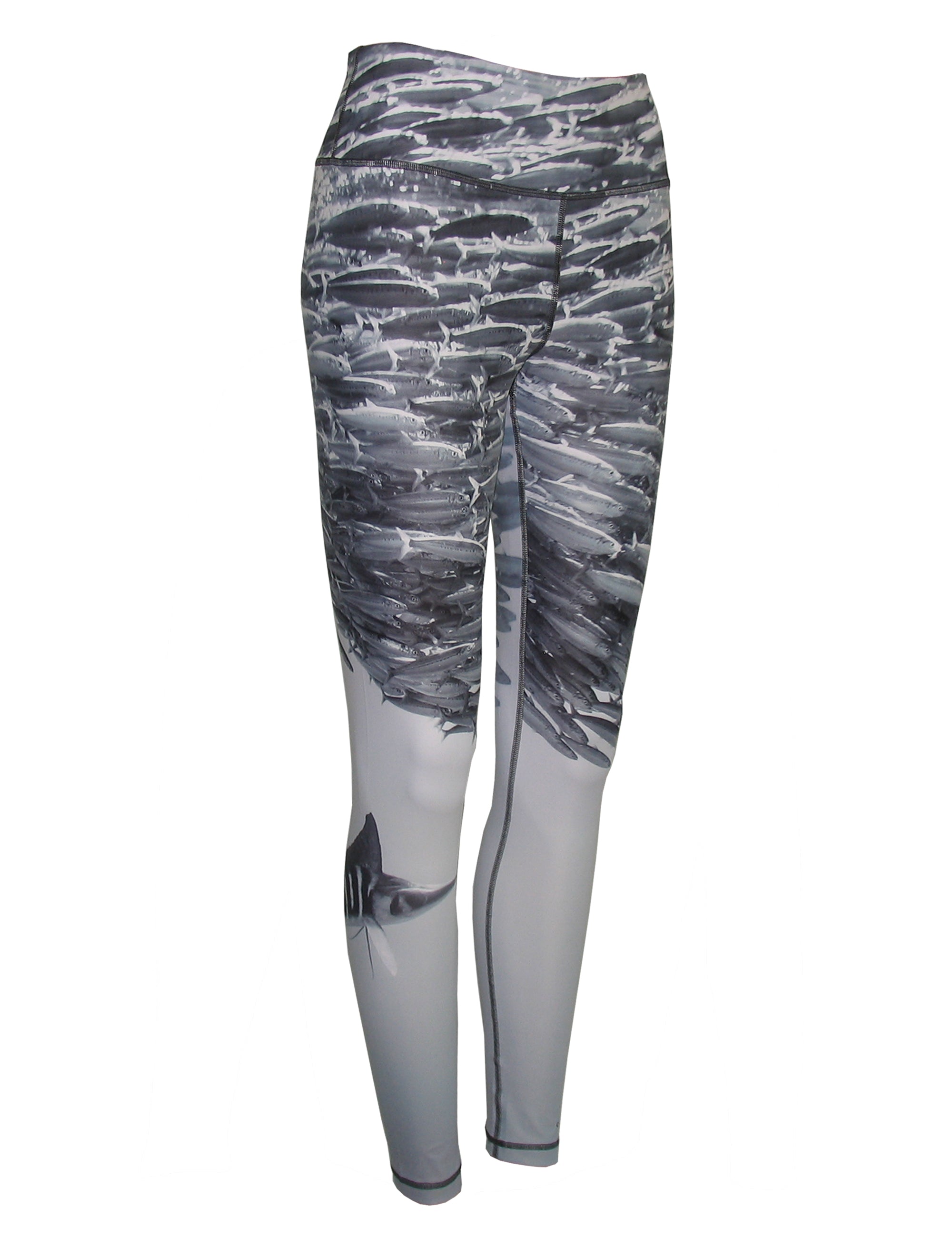 All sport leggings with striped marlin ocean print pattern from Cognito Brands, Inc., featuring vibrant marine-inspired design.