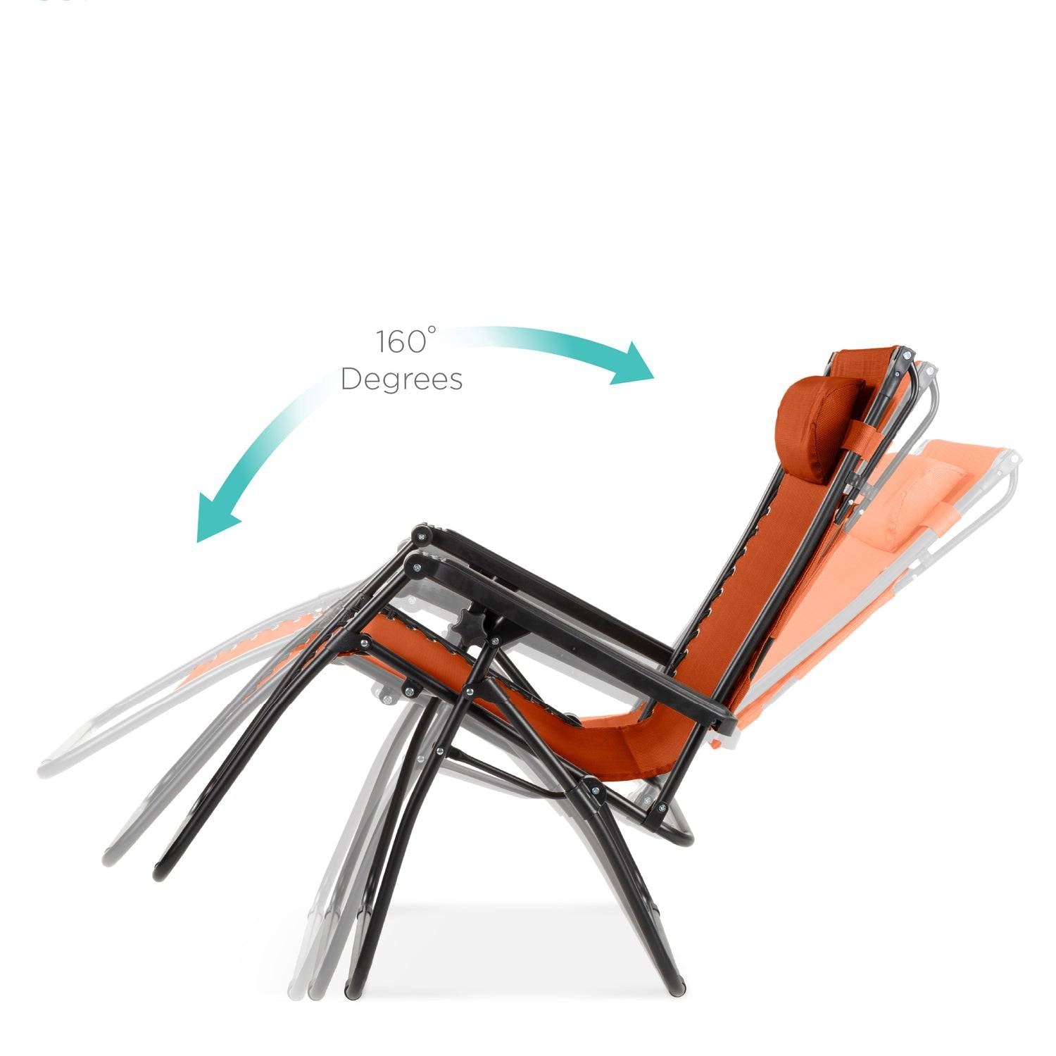 HomePacific orange zero gravity folding recliner with canopy sun shade, outdoor patio lounge chair with adjustable reclining feature.