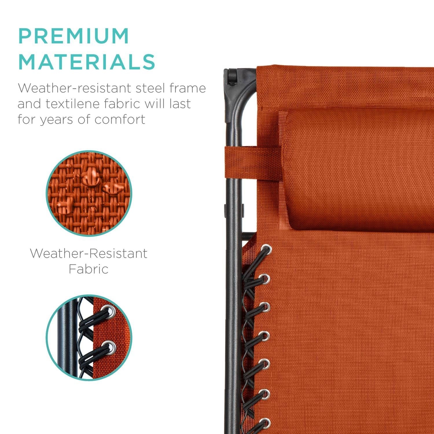 Orange zero gravity folding patio lounge chair with canopy sun shade by HomePacific, outdoors on a patio with a relaxed setting.