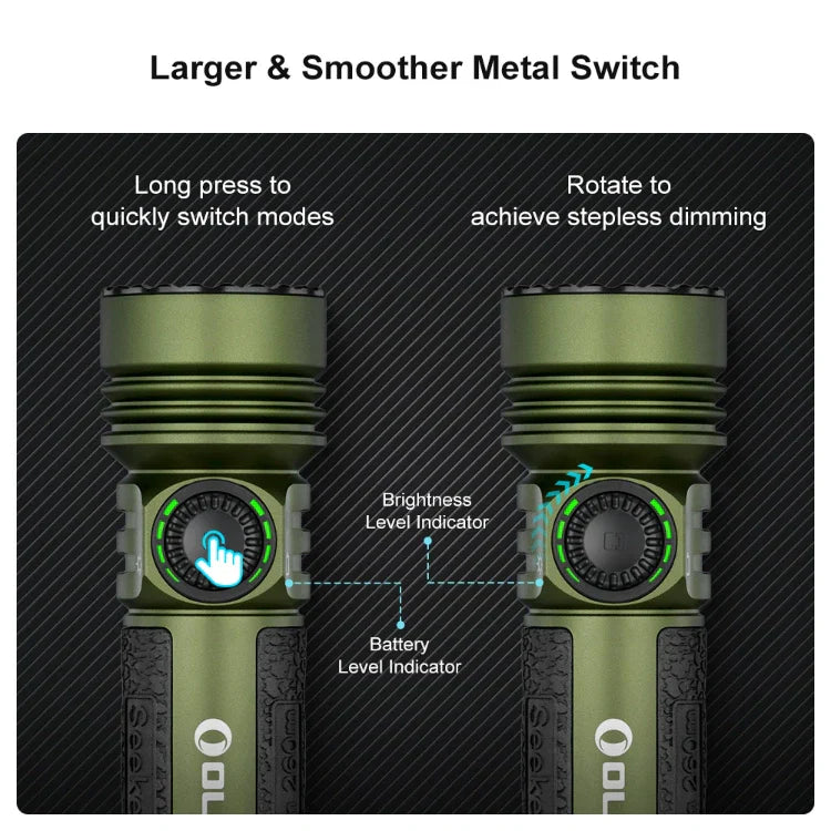 OLIGHT SEEKER4PROODG Seeker 4 Pro High Power Flashlight - OD Green CW(5700~7000K) - OVERLANDERS Outfitter
