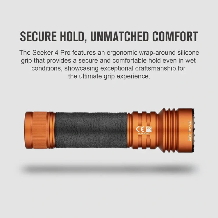 OLIGHT SEEKER4PROOG Seeker 4 Pro High Power Flashlight - Orange CW(5700~7000K) - OVERLANDERS Outfitter