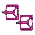 ZEITBIKE ONOFF Shield V2 MTB pedals in anthracite, fuchsia, and blue, showing the durable pedal design with colorful accents.