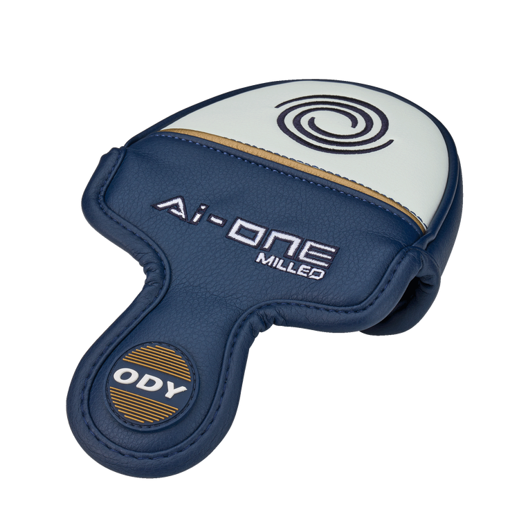 Odyssey AI-ONE MILLED SIX T double-bend putter by ParWestGolf with a sleek silver finish and precision milled face.