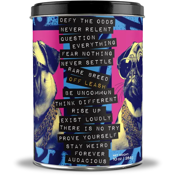 Medium Roast Whole Bean Coffee, Off Leash, 10oz Tin