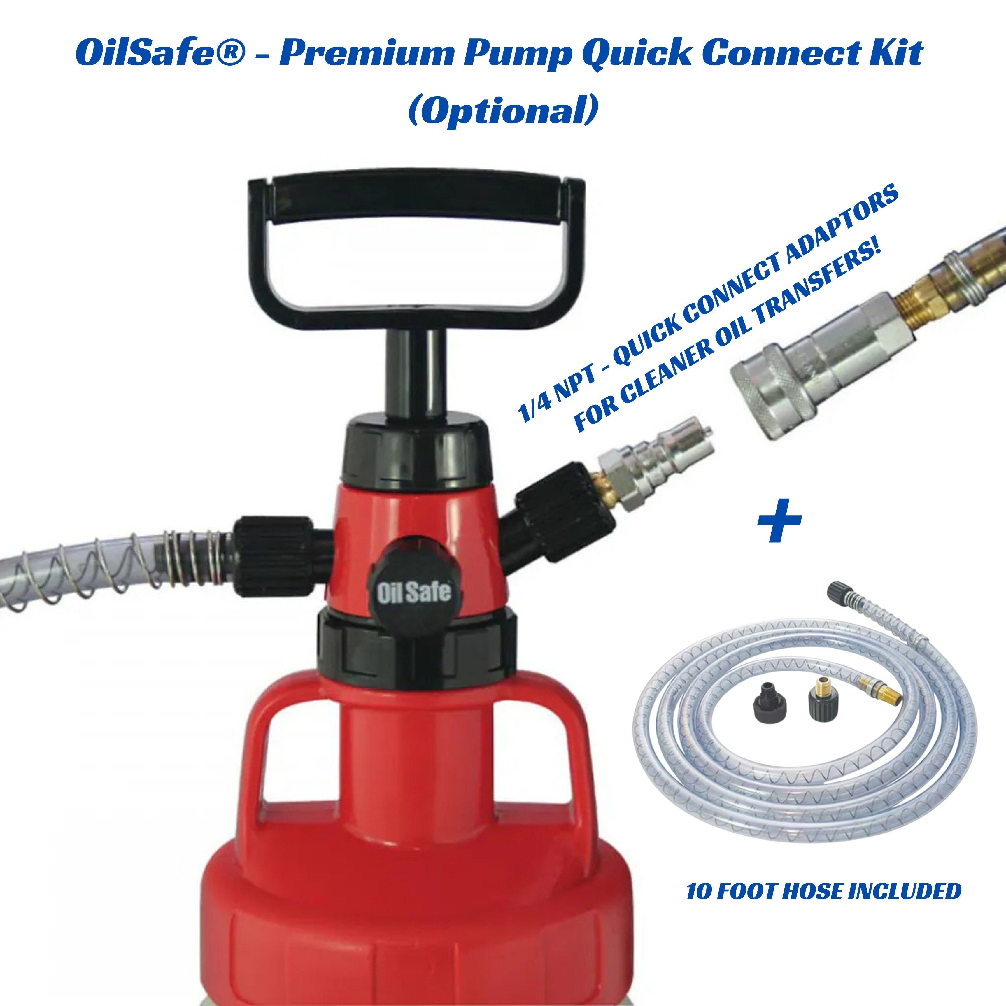 OilSafe Premium Fluid Transfer Pump kit by DRIVEN for oil transfer, compatible with ISO 680 and SAE 250 containers.