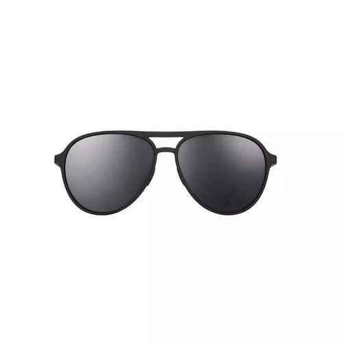 Rare Air Discs Operation: Blackout MACH G polarized sunglasses with black frame and tinted lenses, front view image.