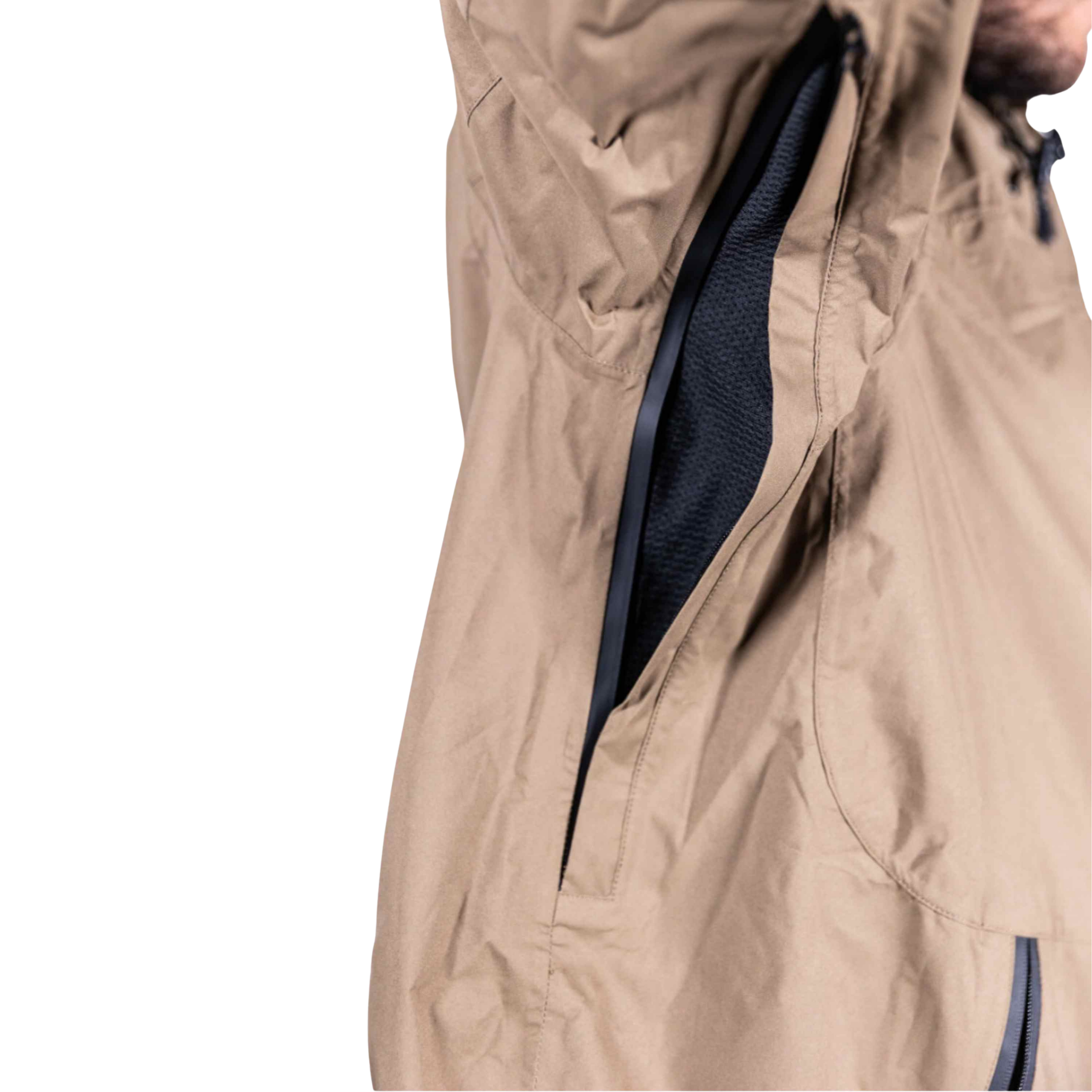 Dry Pocket Outback waterproof rain jacket with a built-in waterproof pocket, ideal for fishing and outdoor activities.