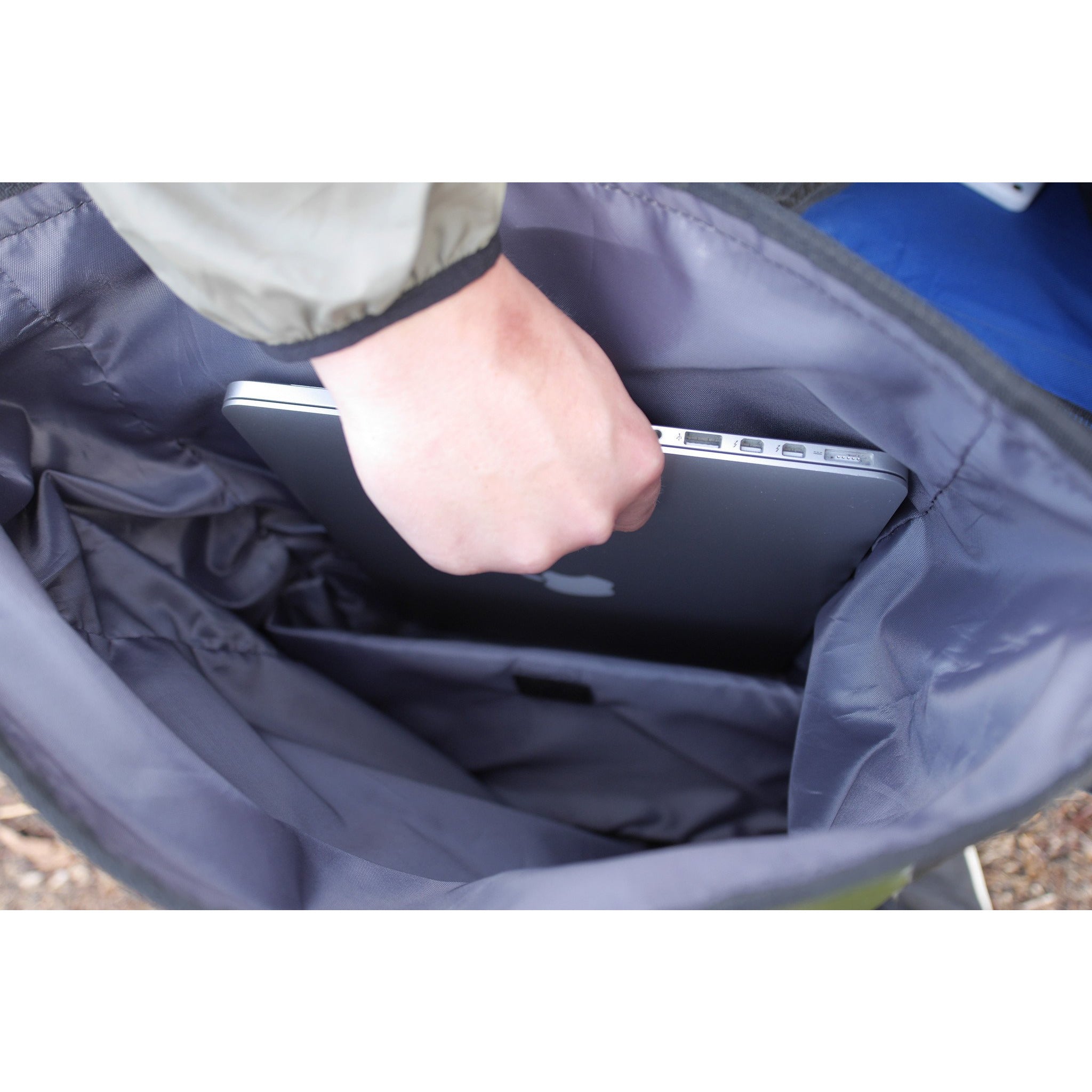 COR Surf 40L waterproof dry bag backpack shown with adjustable shoulder straps and roll-top closure for outdoor adventures.