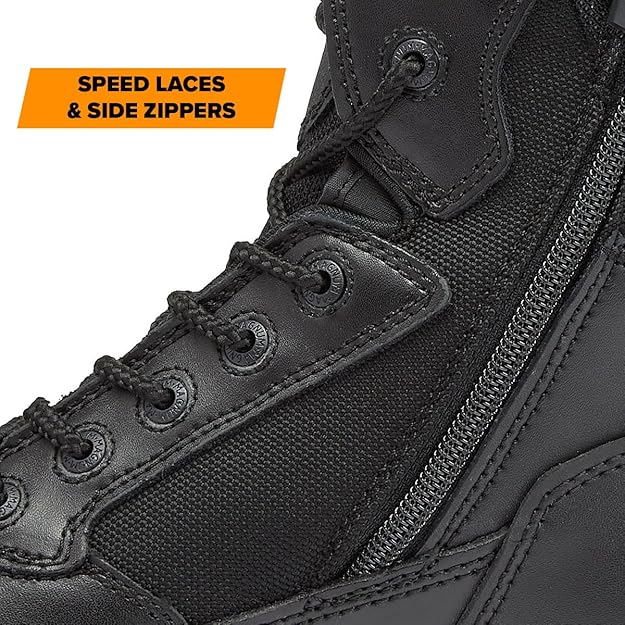 Magnum Boots Stealth Force 8-inch tactical waterproof boot shown in black with rugged sole and ankle support.