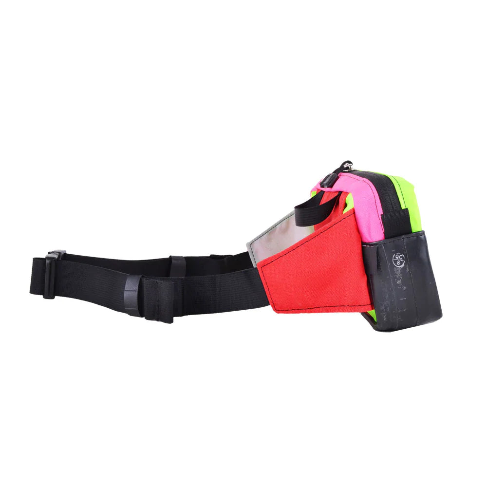 Green Guru Packster Hip Pack by ZEITBIKE, a compact green waist bag shown from the left side, suitable for carrying essentials.