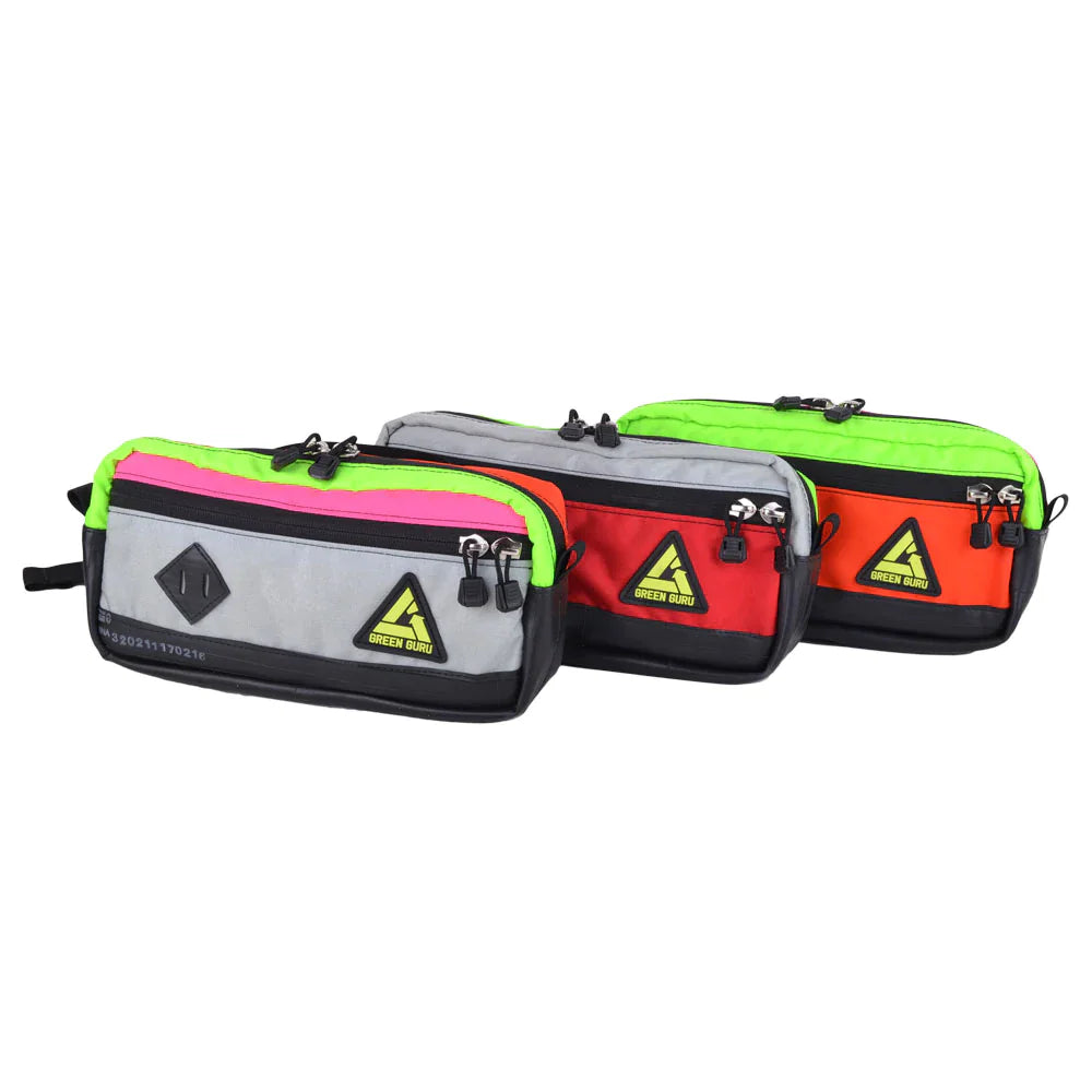 Green Guru Packster Hip Pack by ZEITBIKE, shown from right perspective, featuring compact design and adjustable straps.