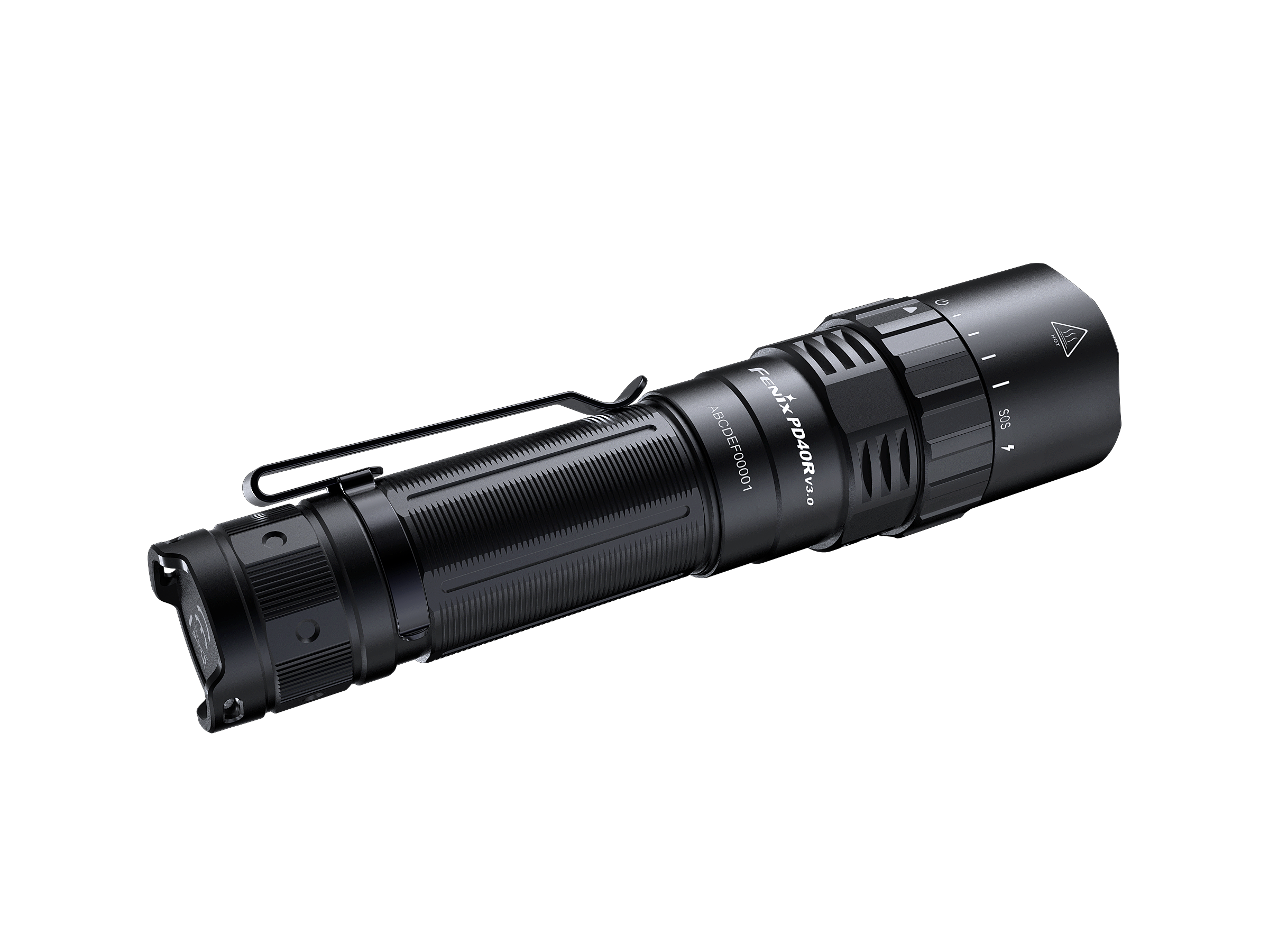 Fenix PD40R V3 rechargeable tactical flashlight with a sleek design and powerful beam, ideal for outdoor adventures.