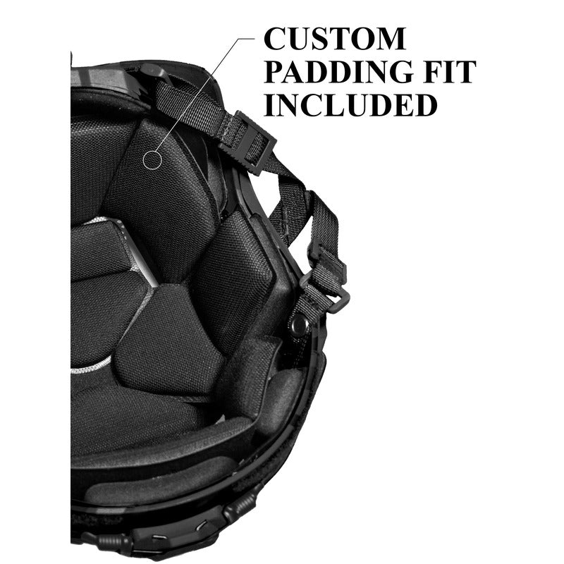 Black ATE GEN2 ballistic helmet by Hard Head Veterans, NIJ IIIA high-cut hard helmet with tactical design and adjustable straps.