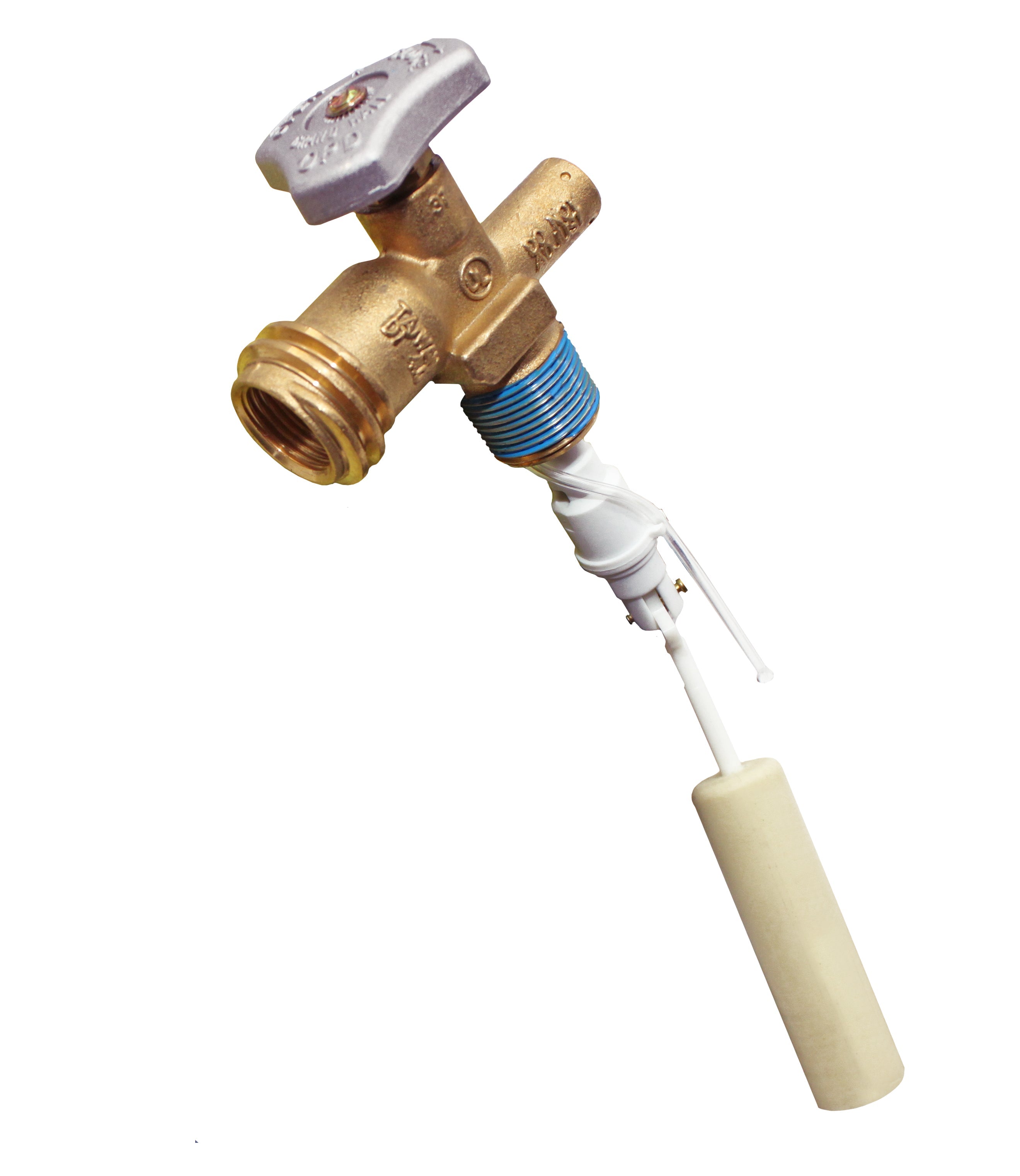 Flame King 20lb propane cylinder valve for hog and horizontal tanks, propane accessories for safe gas connection.