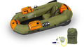Inflatable PF7 PackFish™ fishing boat by Backcountry Sportsman with deluxe fishing gear in a natural outdoor setting.