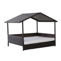 Espresso Wicker Weather Resistant Raised Dog Bed House with 2 in Thick Cushion - OVERLANDERS Outfitter