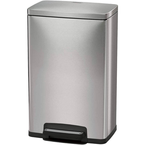 Stainless steel 13-gallon kitchen trash can with step lid by HomePacific, featuring a sleek, modern design and easy foot operation.
