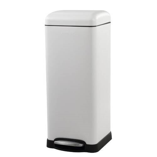 White 8-gallon retro stainless steel step-on trash can by HomePacific with foot pedal and smooth finish for kitchen use