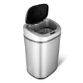 Stainless steel 21-gallon kitchen trash can with motion sensor lid by HomePacific, sleek design for easy waste disposal.