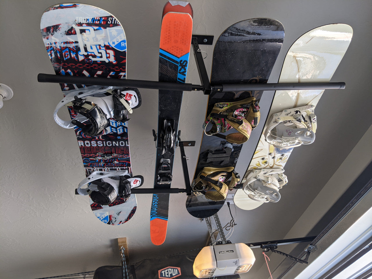 Hi-Port 2 | Ski & Snowboard Adjustable Ceiling Storage Rack | Double | Holds 150 lbs - OVERLANDERS Outfitter