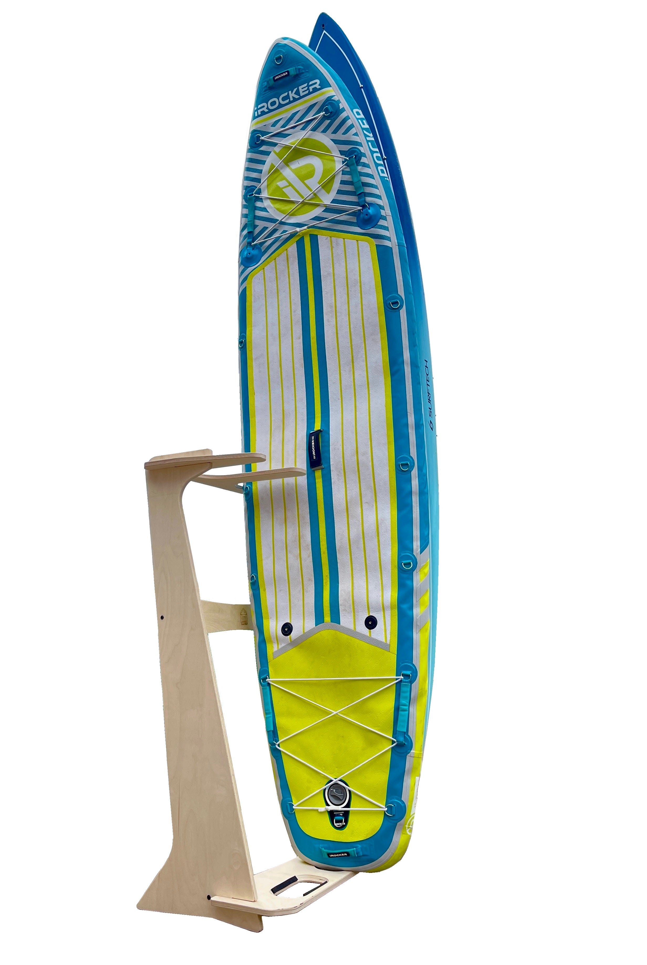 Rado Racks Pacifica XL freestanding paddle board rack holding multiple surfboards on a clean, organized display.