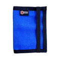 Recycled Firefighter Passport Notebook Wallet Firehose Edition in blue and black, made from recycled firehose material.
