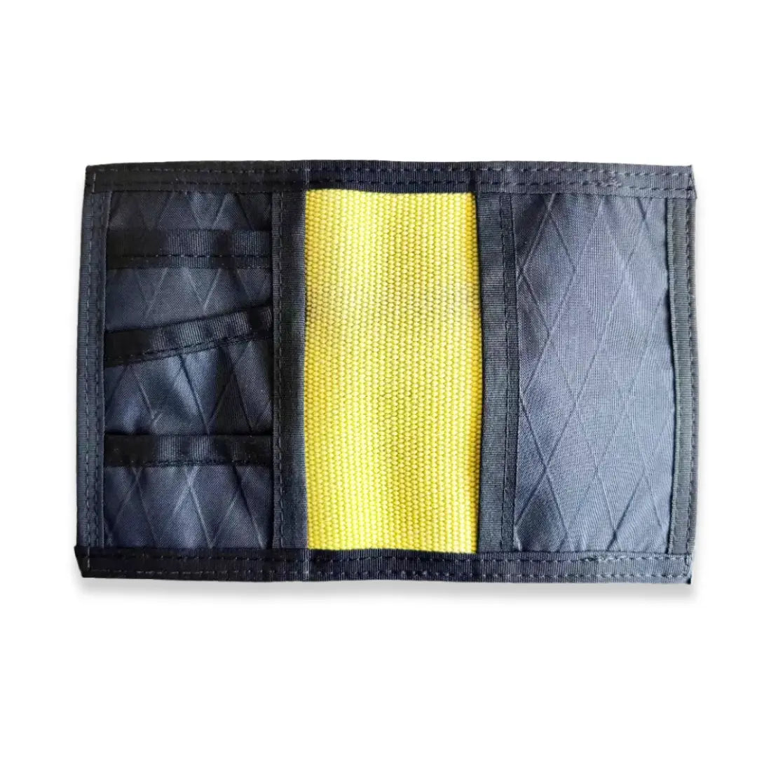 Recycled Firefighter Passport Notebook Wallet Firehose Edition with durable firehose material and multiple compartments for travel essentials.