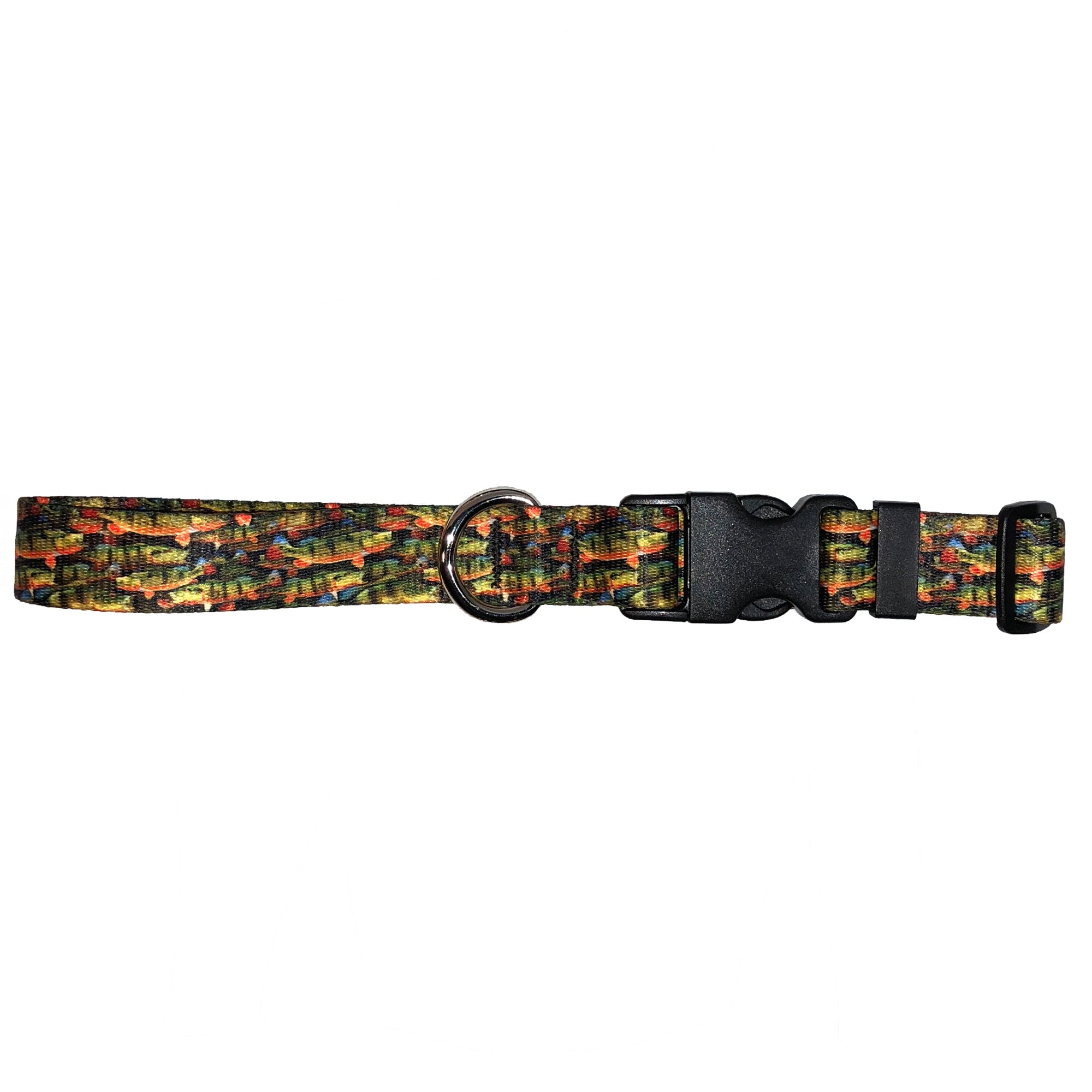 Peacock Bass dog collar with vibrant blue and green fin flank design from Cognito Brands, Inc.