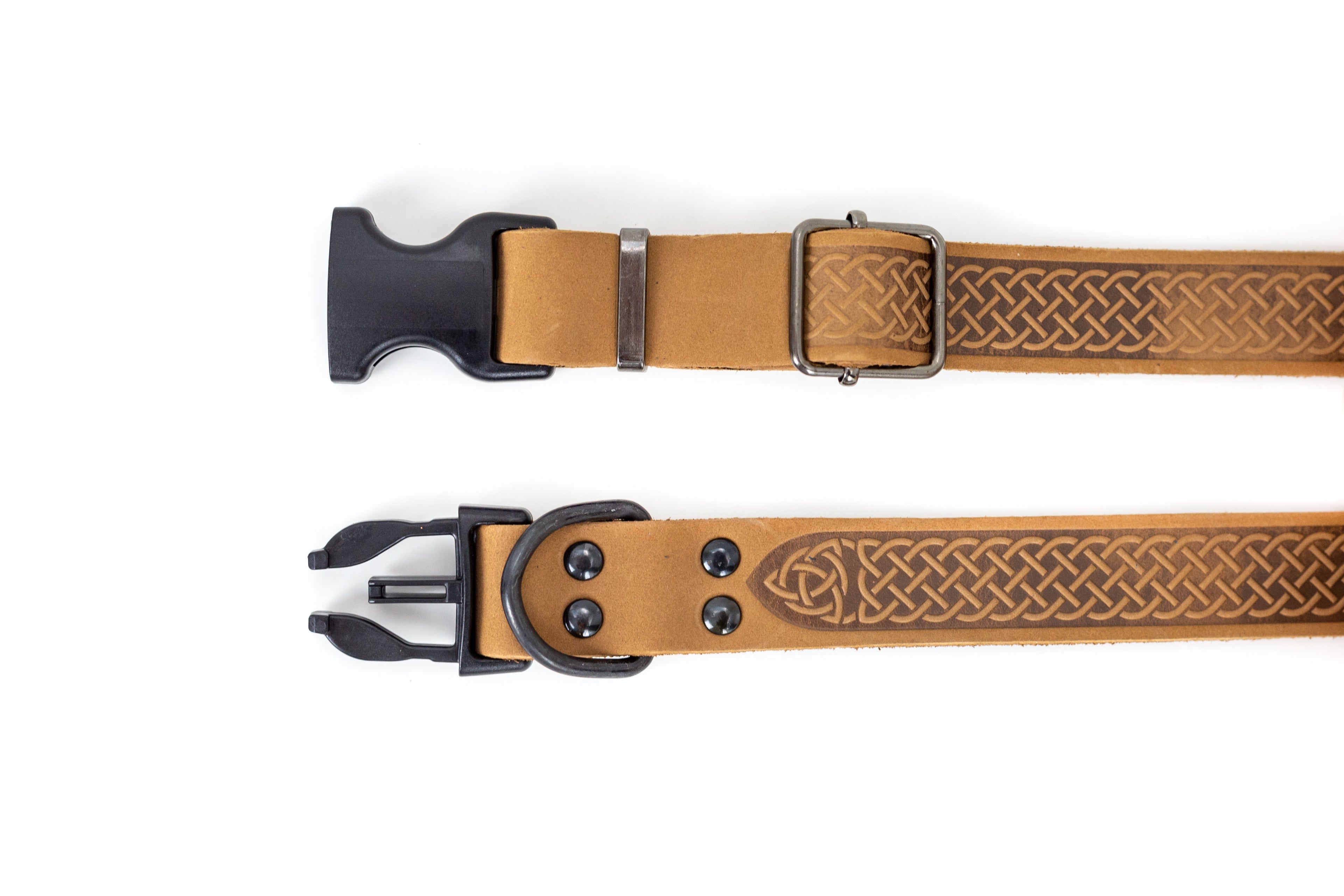 Celtic Sport Khaki Leather Dog Collar - OVERLANDERS Outfitter