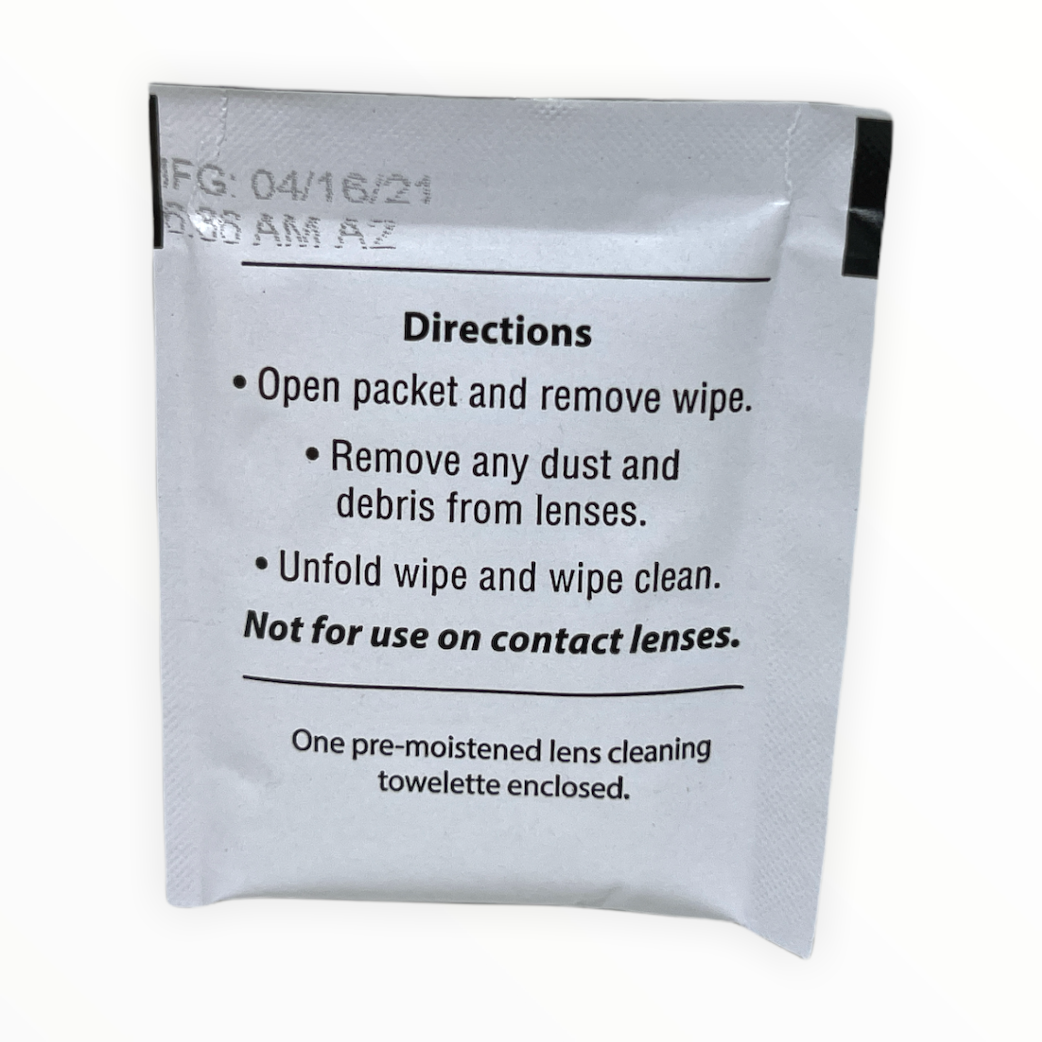 Alpenglow Lens Cleaner Towelettes in a pack, designed for cleaning lenses and optical surfaces, ideal for first aid supplies.