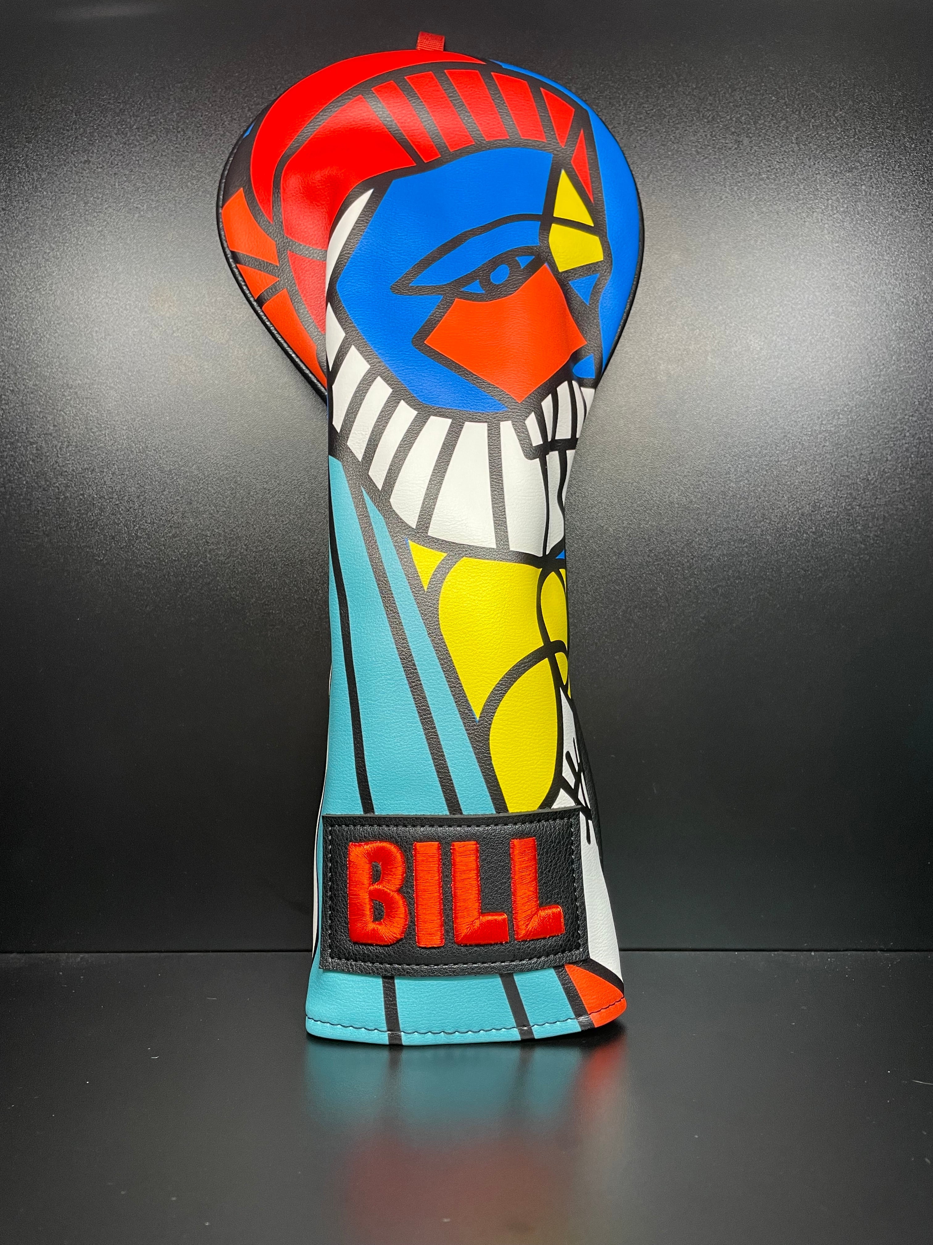 Picasso stain glass golf club headcover by ParWestGolf featuring colorful stained glass design and soft fabric exterior.