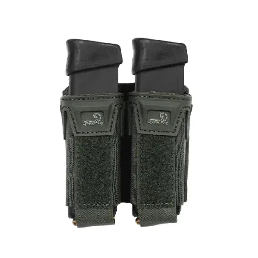 HCC Tactical Pincer Pistol Double Pouch in vibrant red with adjustable straps, designed for secure pistol carry and quick access.