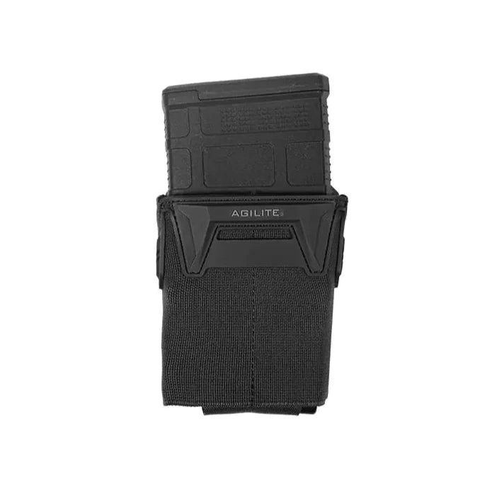 Black Pincer™ Single .308 Mag Pouch by HCC Tactical holding a magazine, designed for secure and quick access.