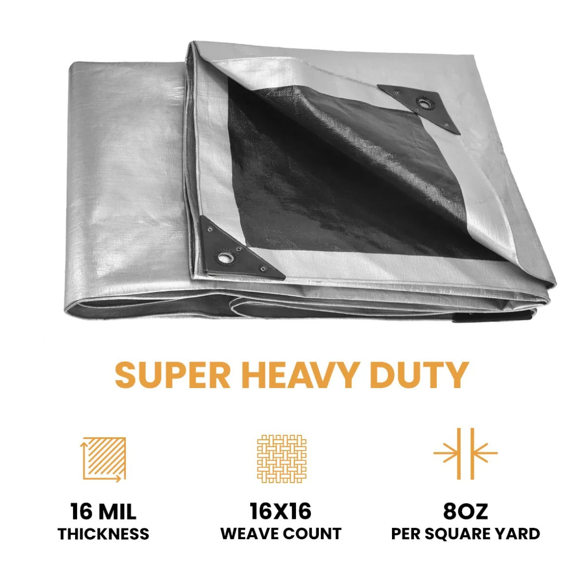 14’ x 16’ White Duck Outdoors heavy-duty 16 mil poly tarp with reinforced corners, durable and waterproof for outdoor protection.