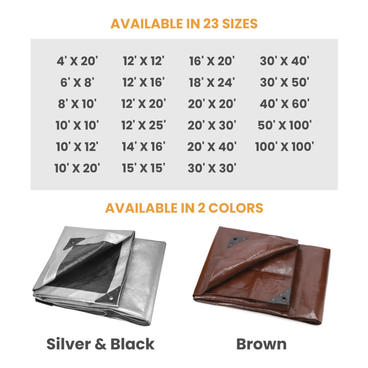Heavy-duty 14x16 ft White Duck Outdoors 16 mil poly tarp, durable waterproof tarp with reinforced edges and grommets for outdoor use.