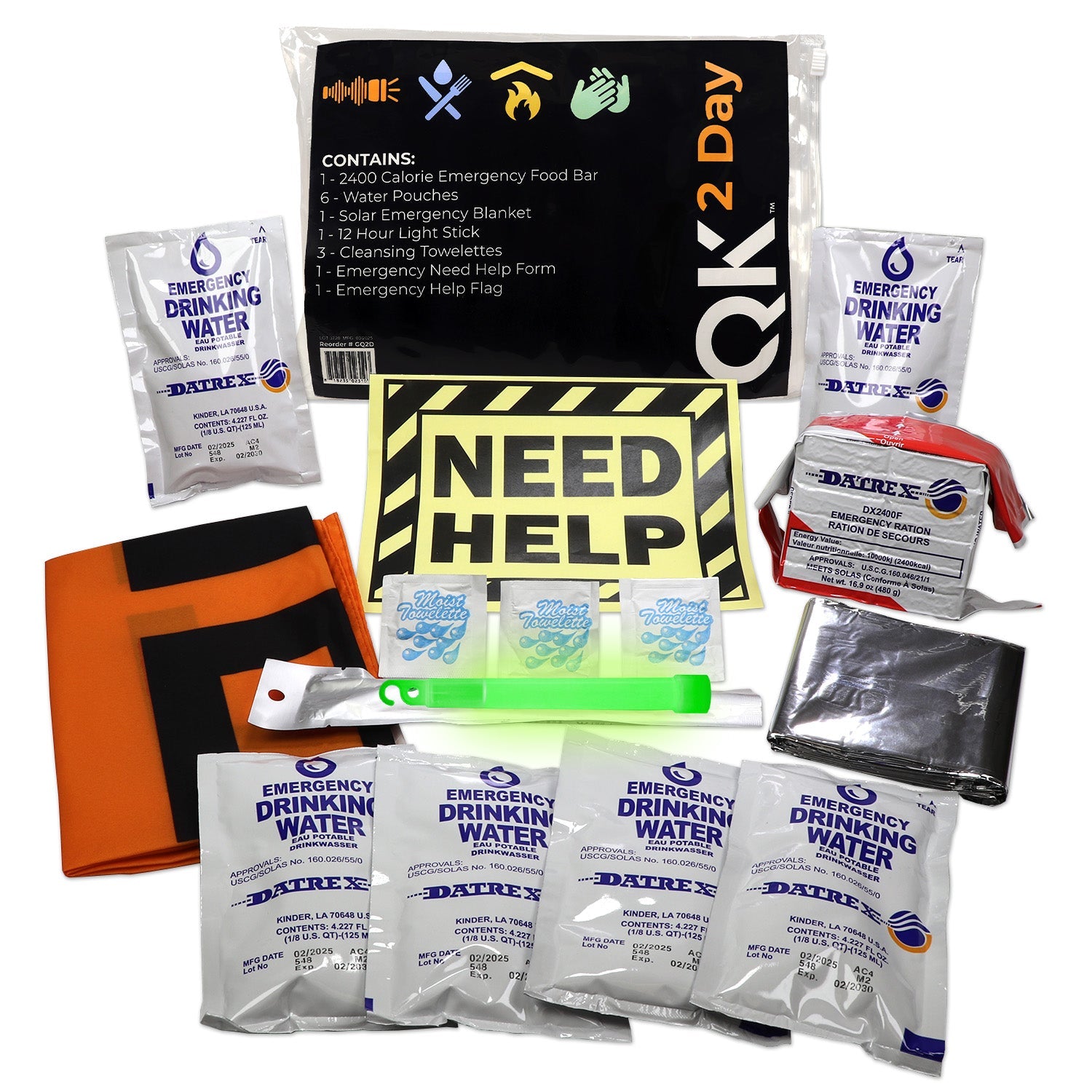 Small portable Quake Kits 2 Day Quick Grab Kit in resealable bag for emergency survival, designed for one person.