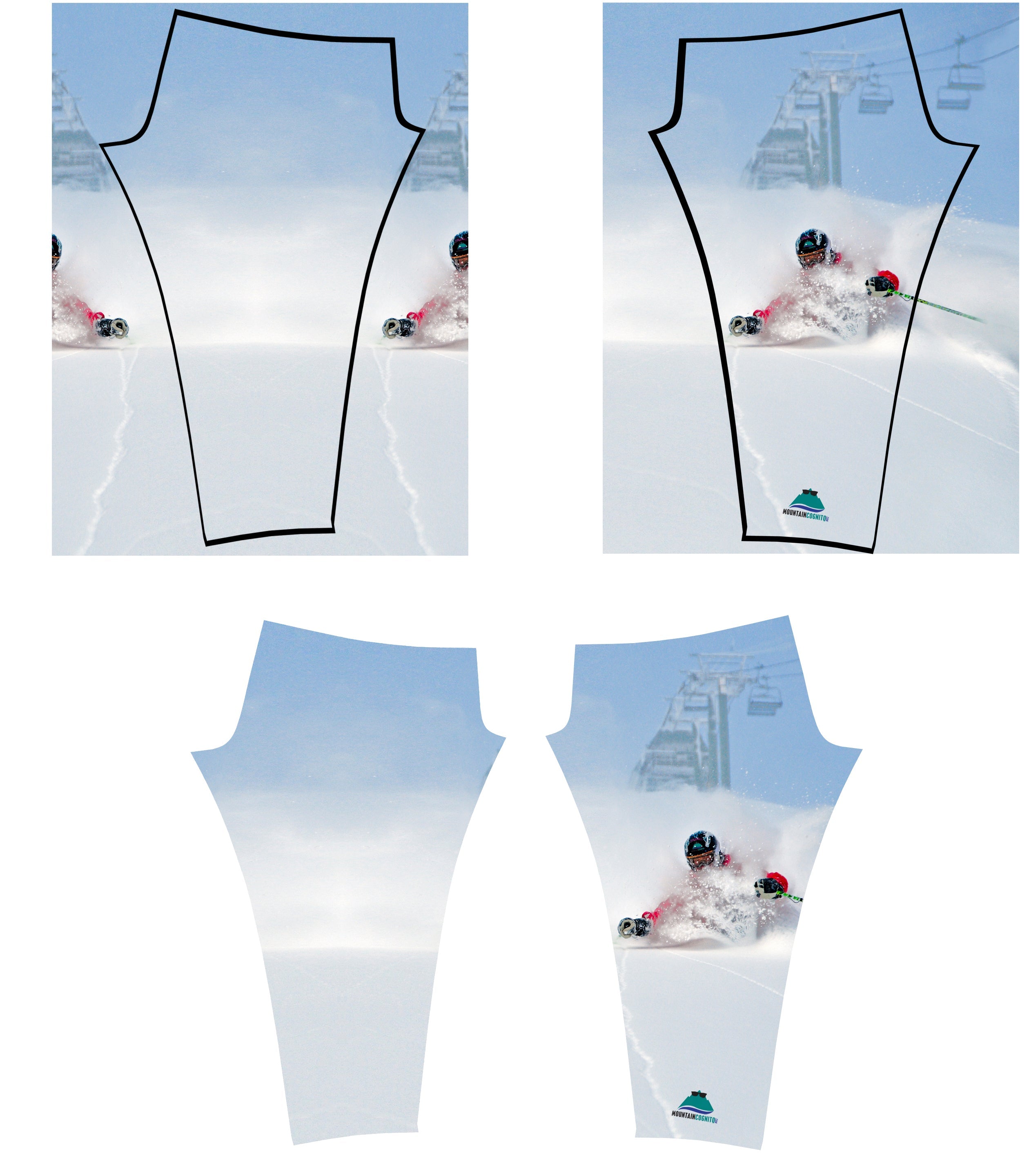 Pow 2 mountain print patterned all sport leggings by Cognito Brands, Inc. featuring a vibrant mountain landscape design.