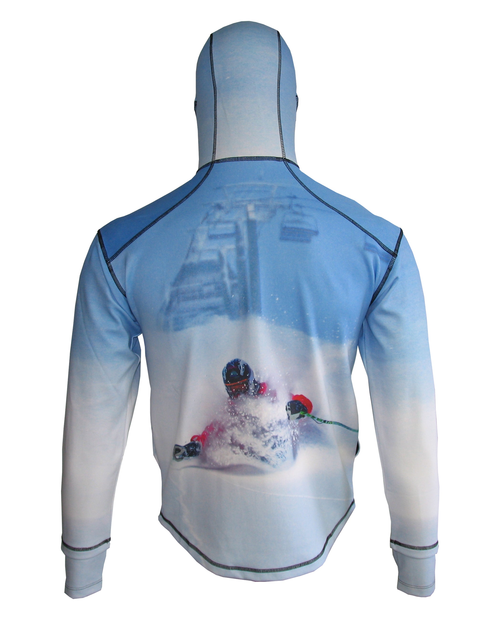 Cognito Pow 2 Heavyweight 1/4-Zip FlexShell mountain hoodie in navy, showing back view with zip and fleece texture.