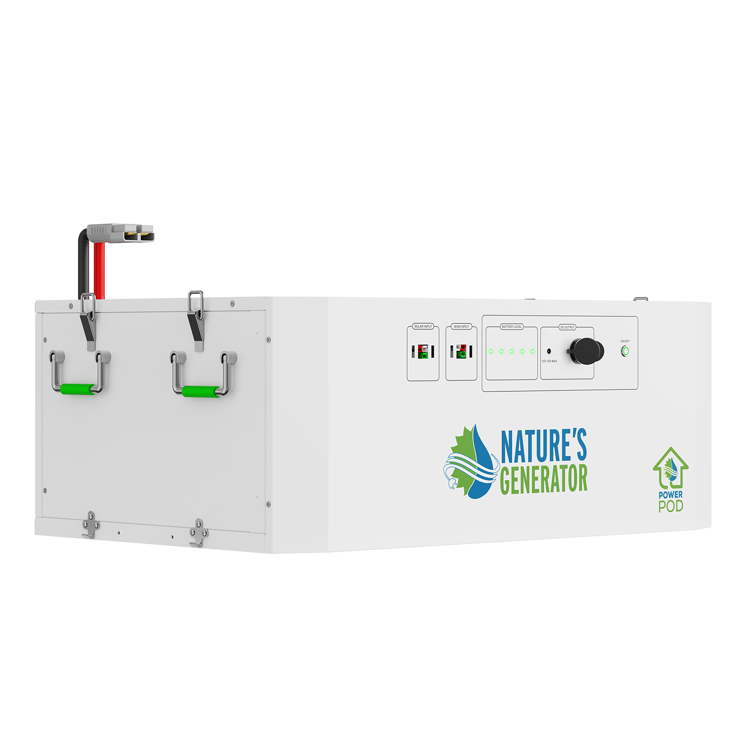 Nature's Generator Powerhouse Power Addition pod connected to the generator, showing a compact, black power module with ports and indicators.