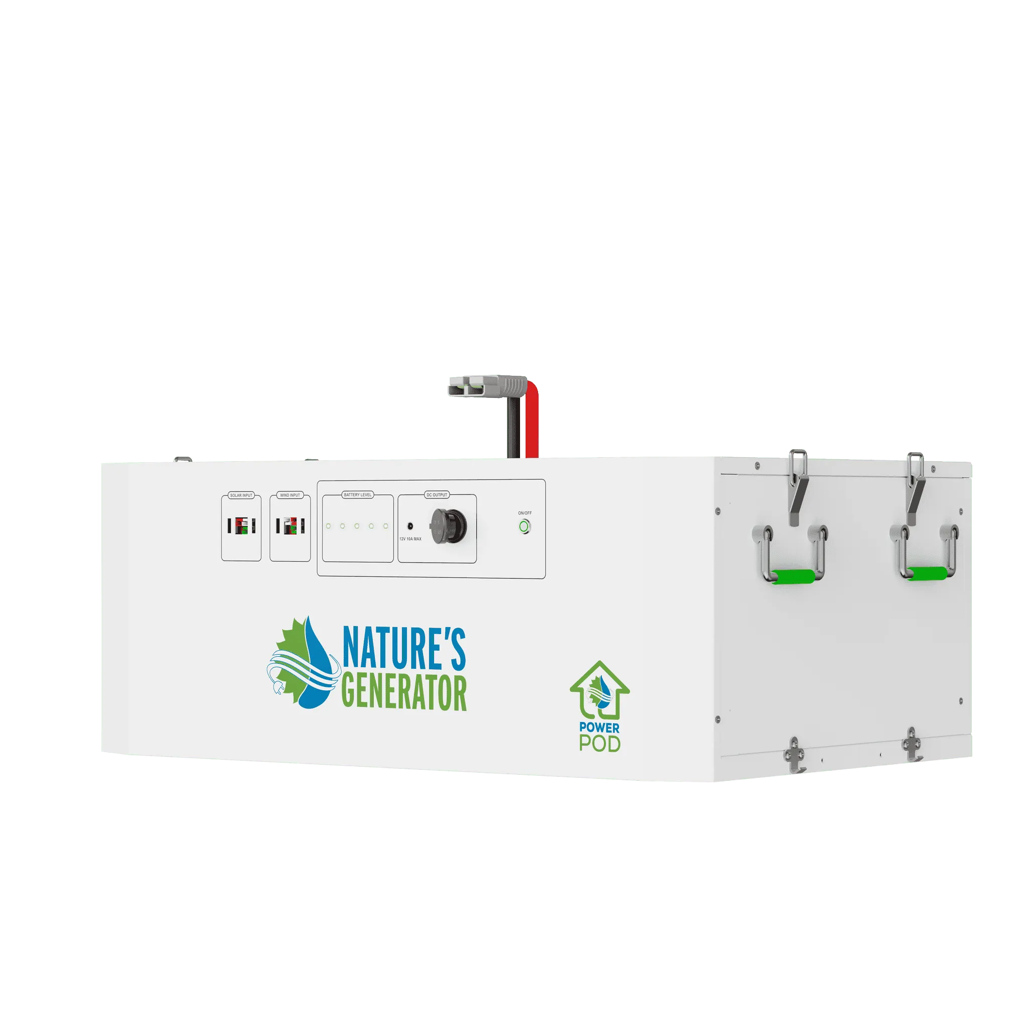 Side view of the Powerhouse V2 Whole Home Generator by Nature's Generator showing its compact design and control panel.