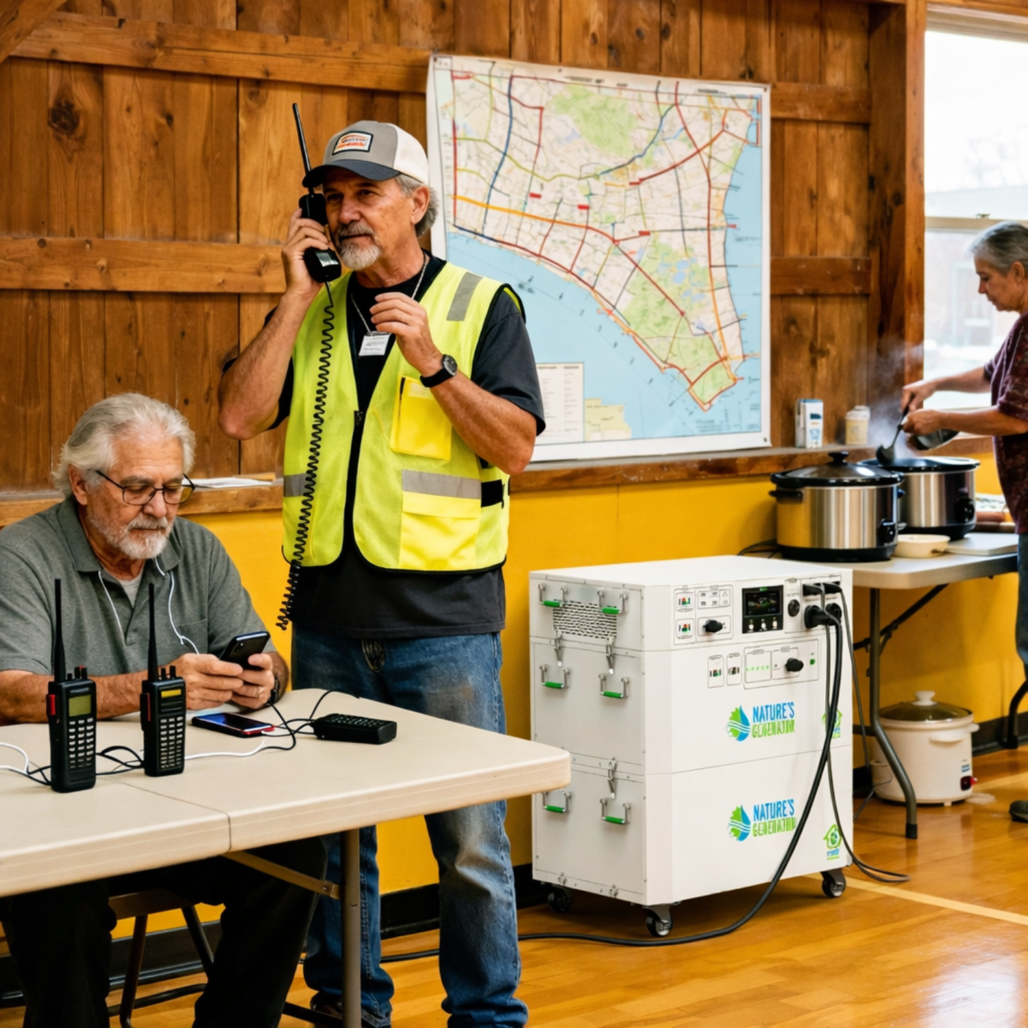 Powerhouse V2 Whole Home Generator by Nature's Generator installed outside a community center, providing reliable backup power.